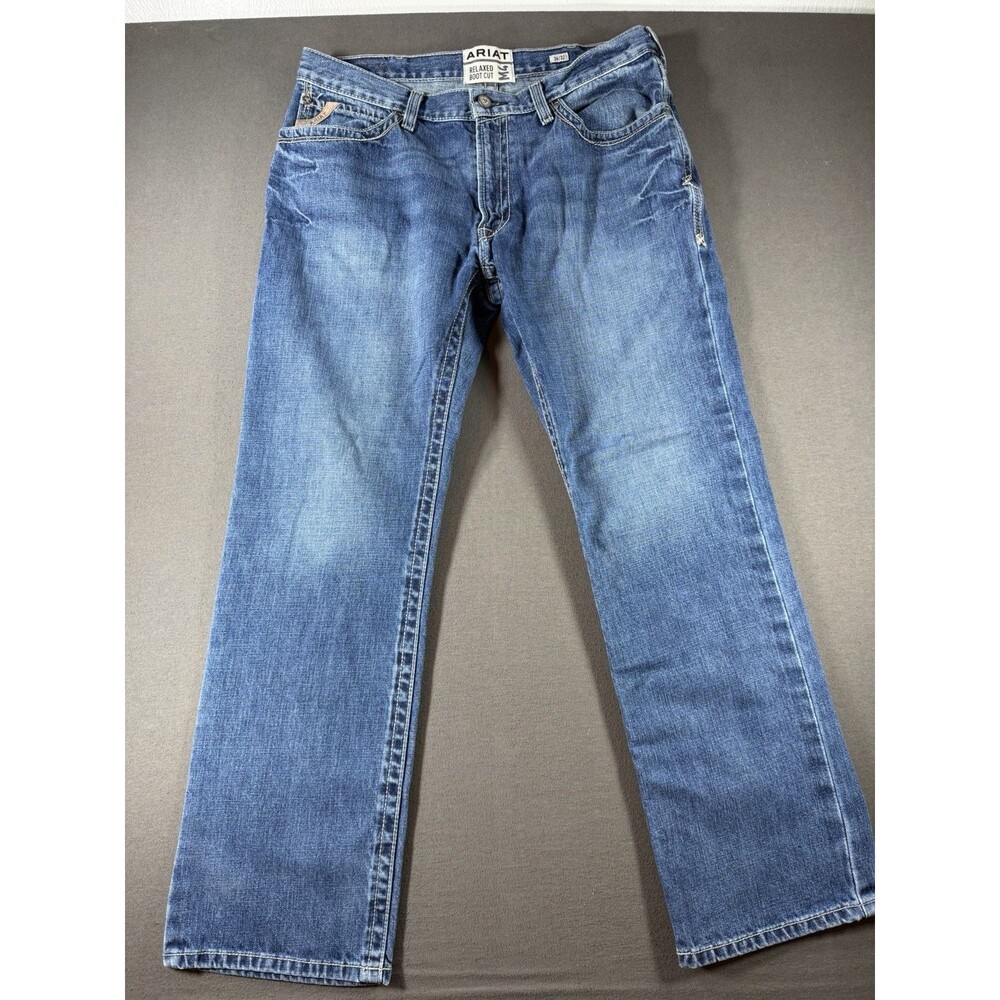 Ariat M4 Relaxed Boot Cut Jeans Mens 36x32 Blue Stretch Denim Western